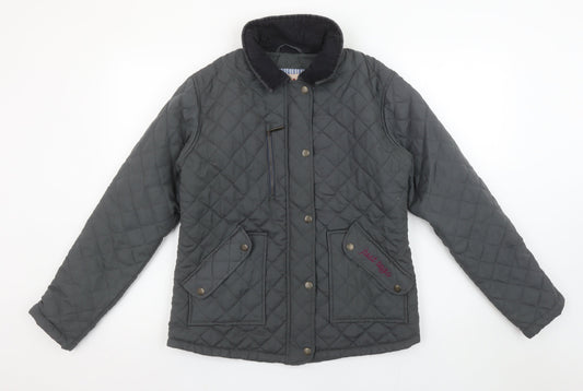 Just Togs Womens Grey Quilted Mid-Length Jacket XS