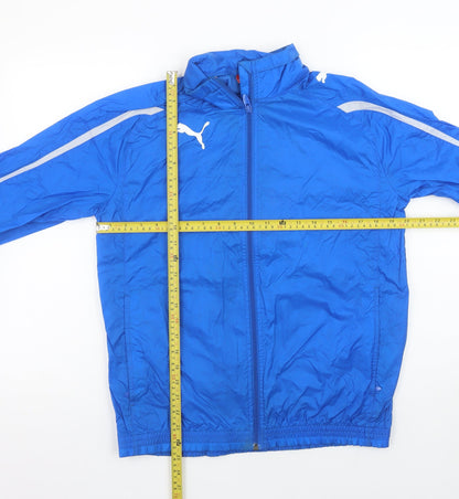 Back view of Puma boys’ blue track jacket, size 14, years lightweight full zip sports top