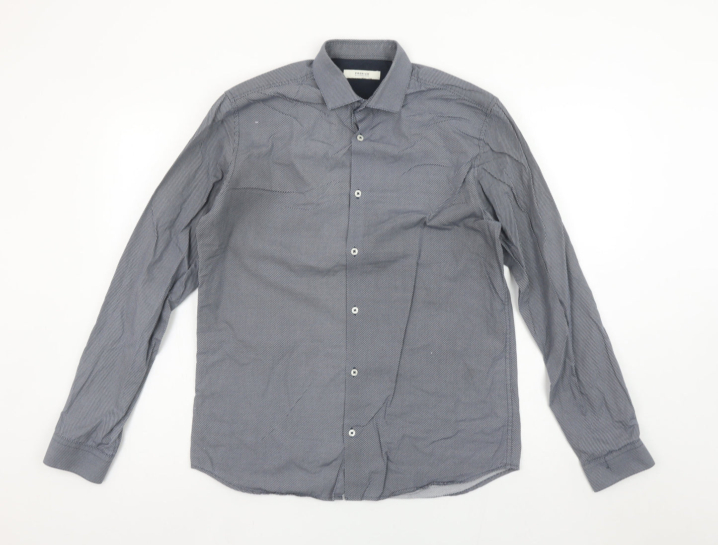 Jack & Jones Premium Men's Blue Small Slim Fit Long Sleeve Button-Up Shirt