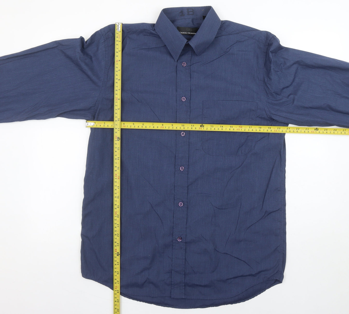 Daniel Grahame Men's Blue 15.5in Long Sleeve Cotton Blend Shirt