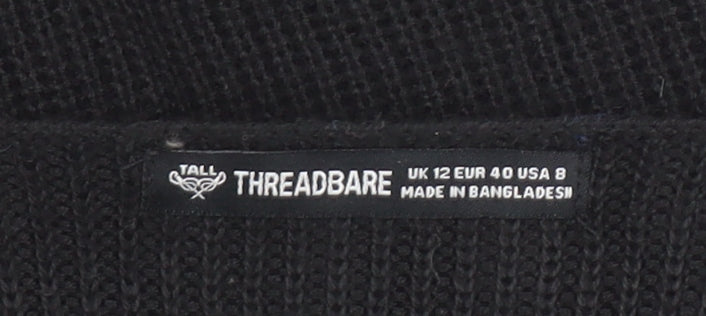 Threadbare Women’s Black Wrap Knit Jumper Size 12 Tall