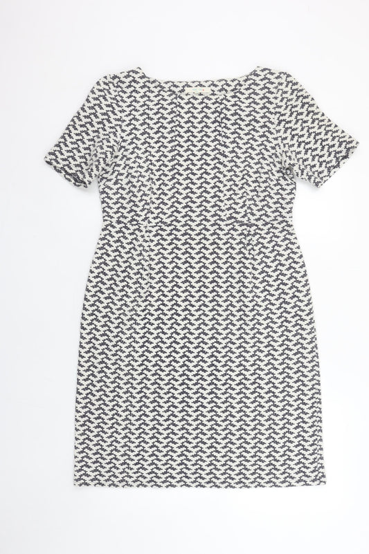 White Stuff Women's Black White Geometric Shift Dress Size 10