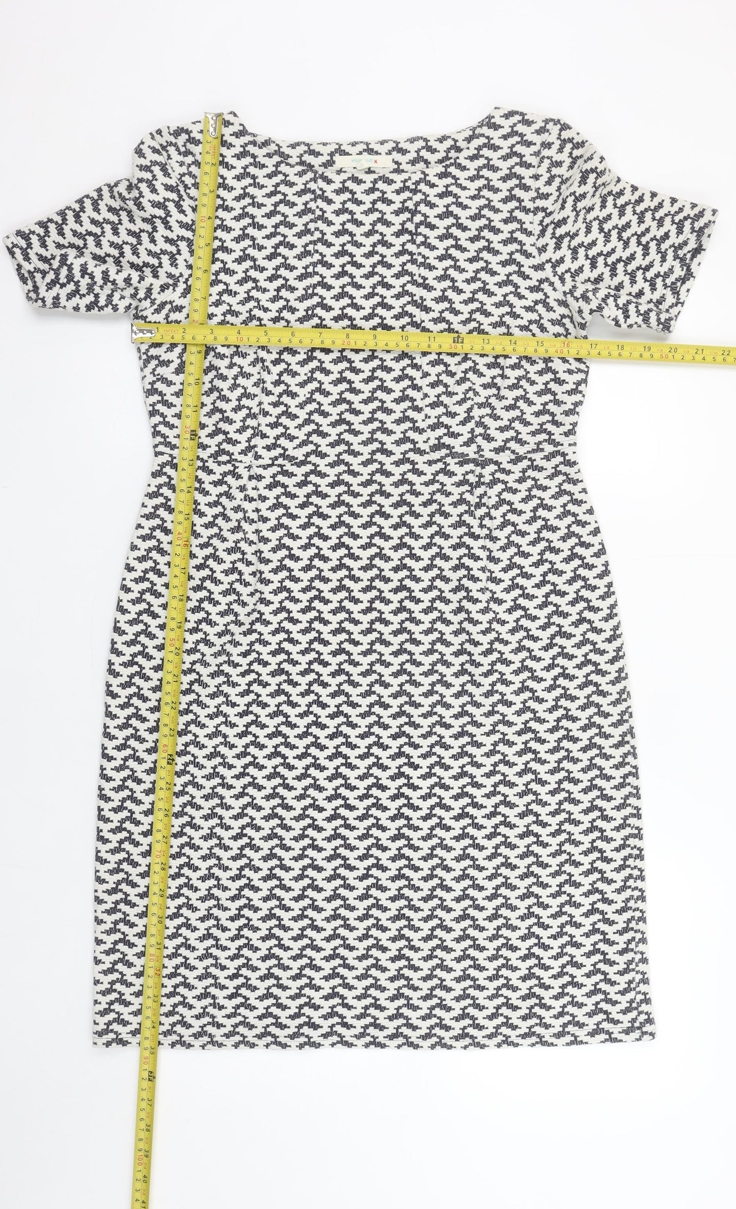 White Stuff Women's Black White Geometric Shift Dress Size 10