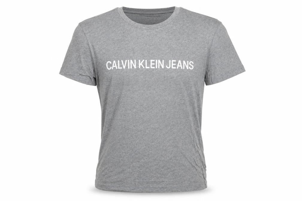 Calvin Klein Jeans Men's Grey Small Logo Cotton T-Shirt