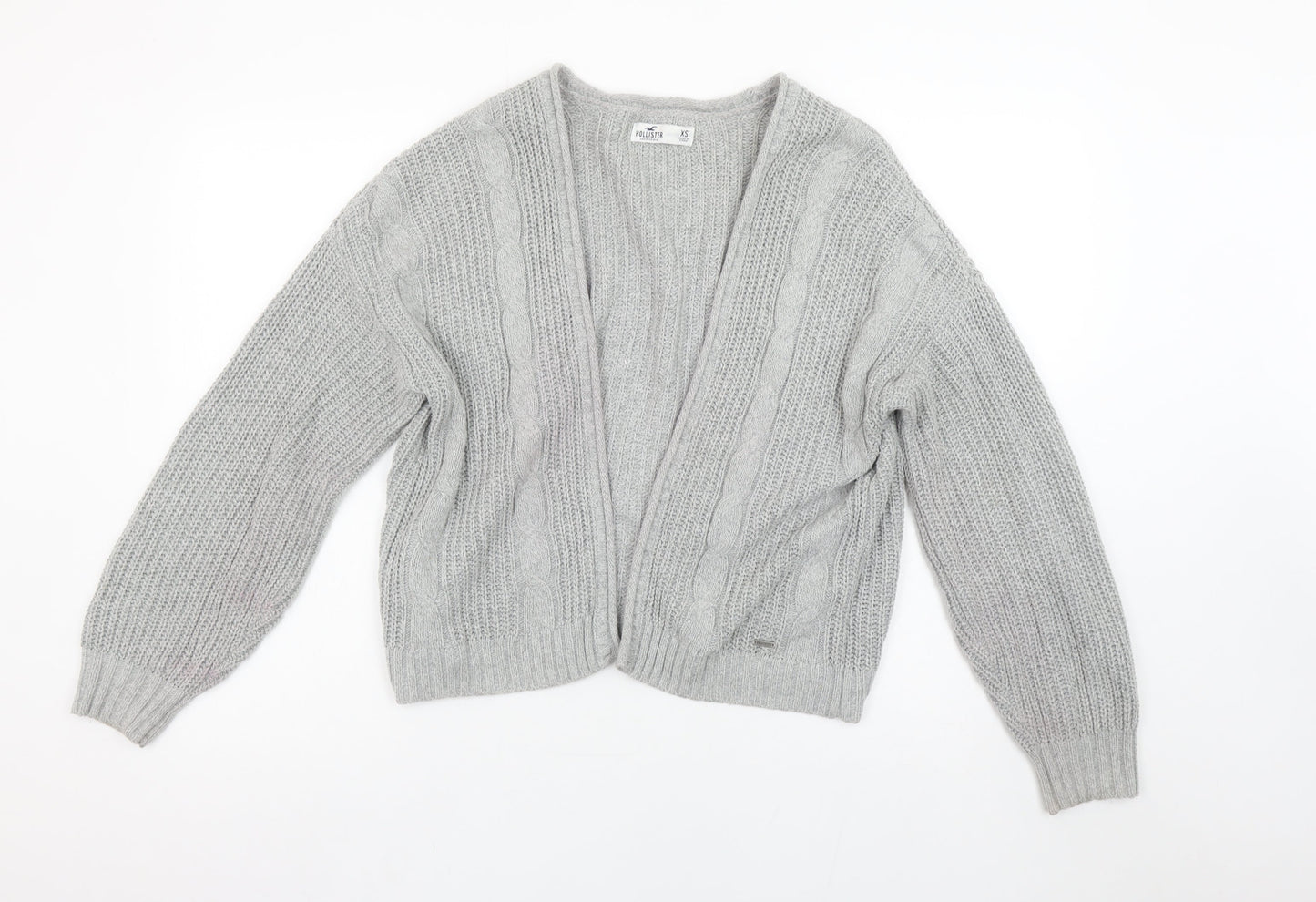 Hollister Women’s Grey Cable-Knit Open Front Cardigan XS
