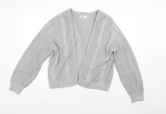 Hollister Women’s Grey Cable-Knit Open Front Cardigan XS