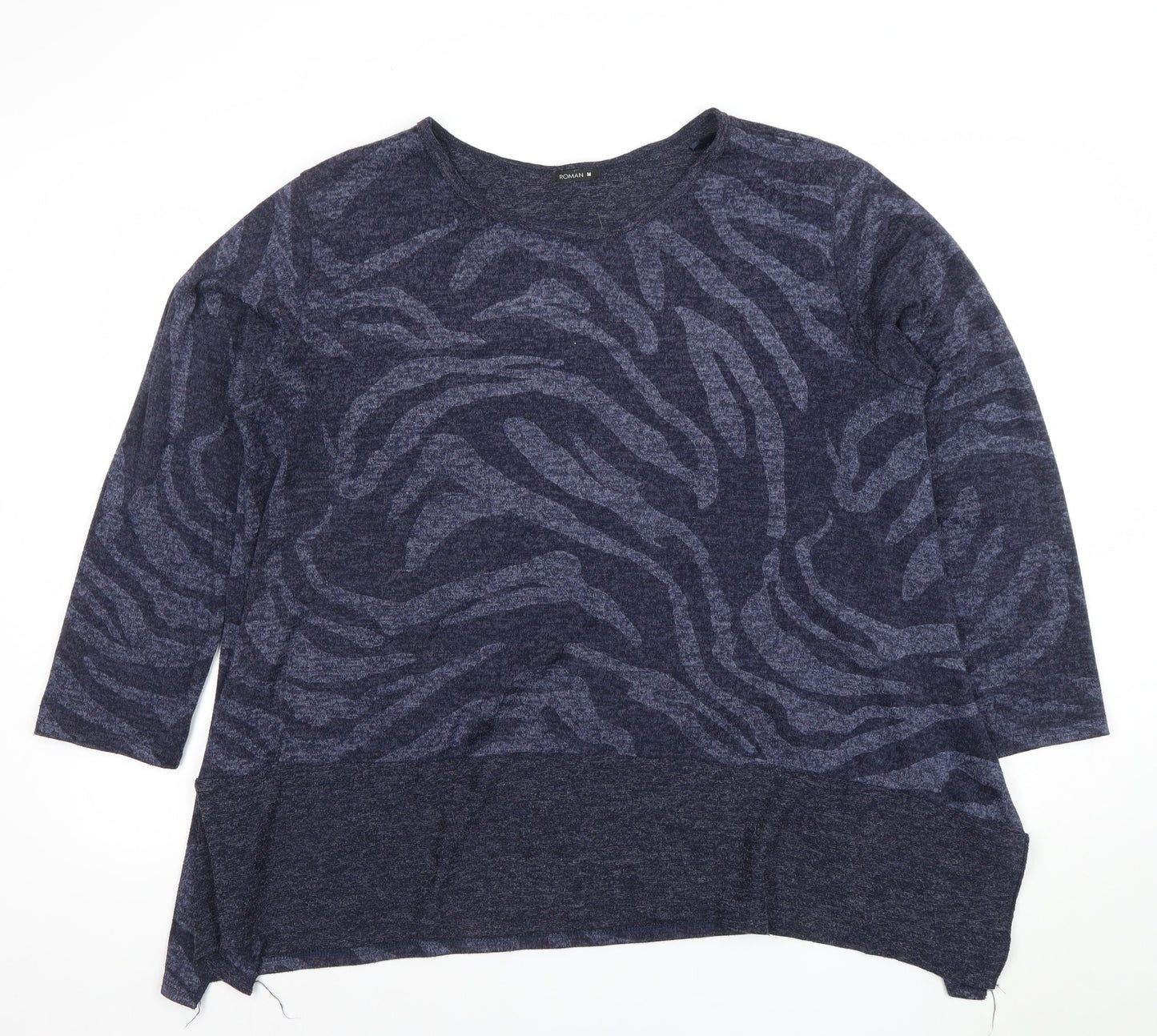 Roman Women Blue Animal Print Relaxed Pullover Jumper M