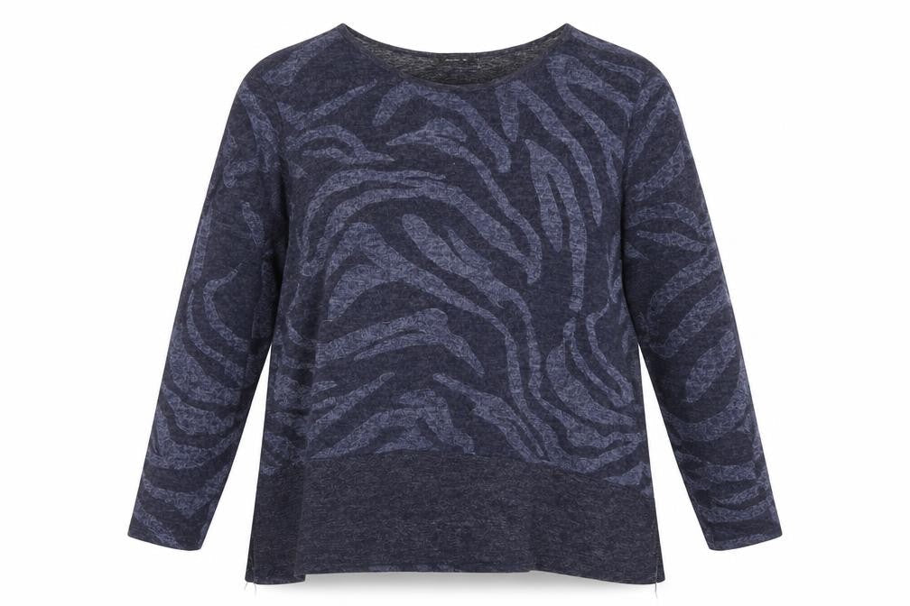 Roman Women Blue Animal Print Relaxed Pullover Jumper M