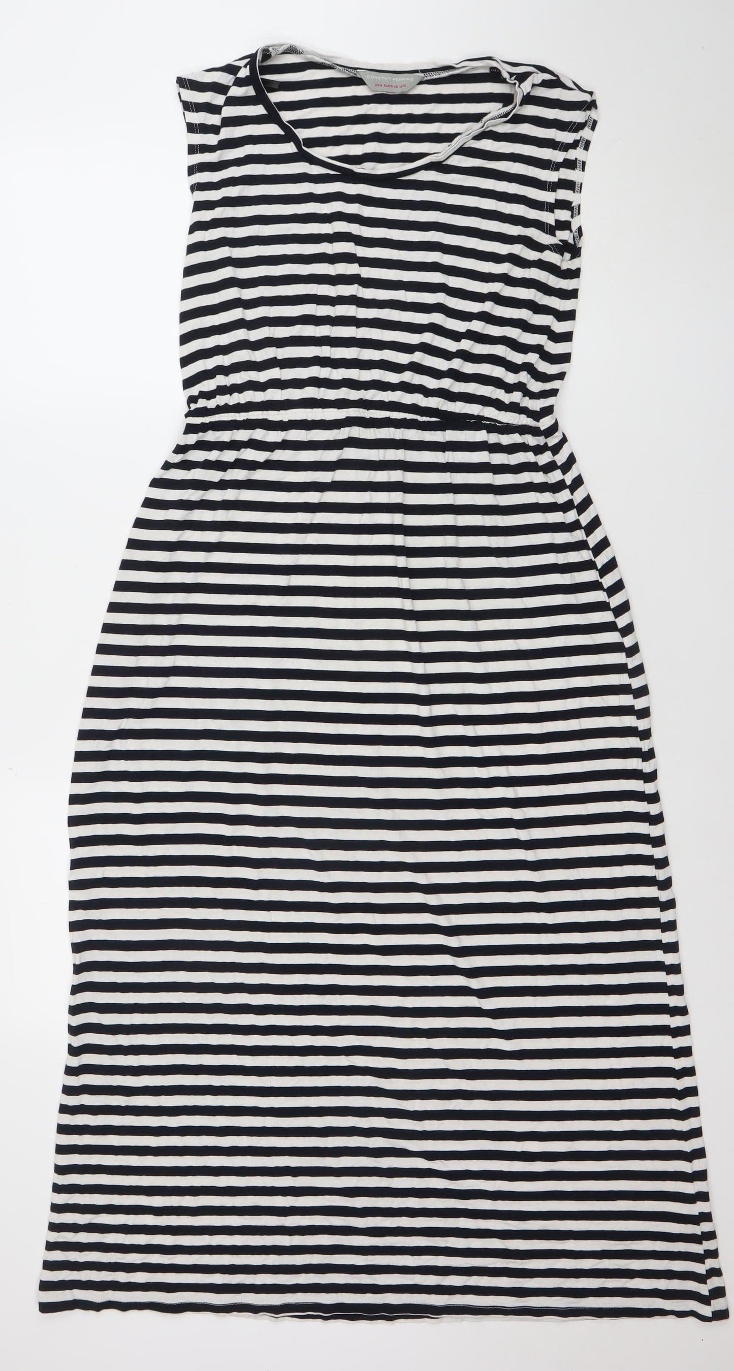 Dorothy Perkins Women’s Black White Striped Strapless Bodycon Midi Dress Size 12