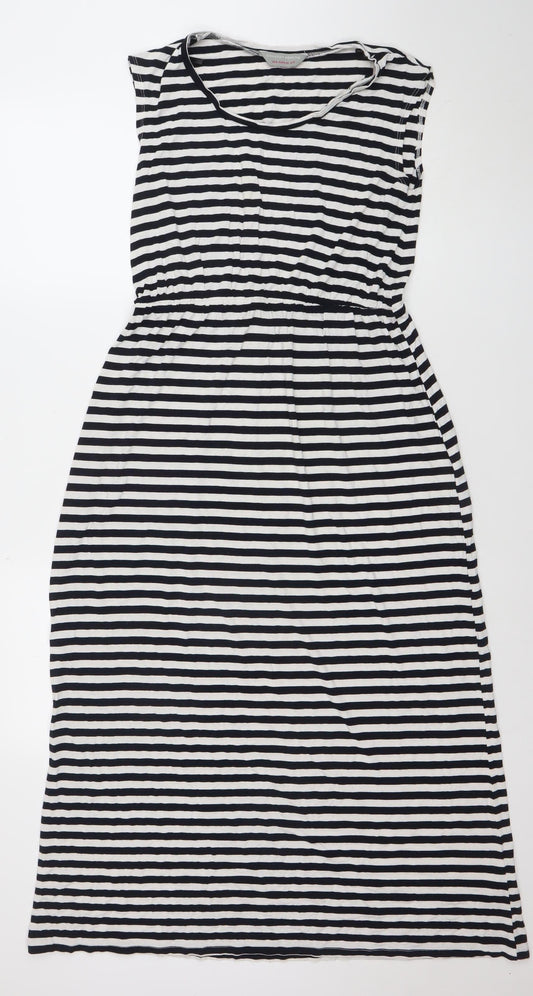 Dorothy Perkins Women’s Black White Striped Strapless Bodycon Midi Dress Size 12