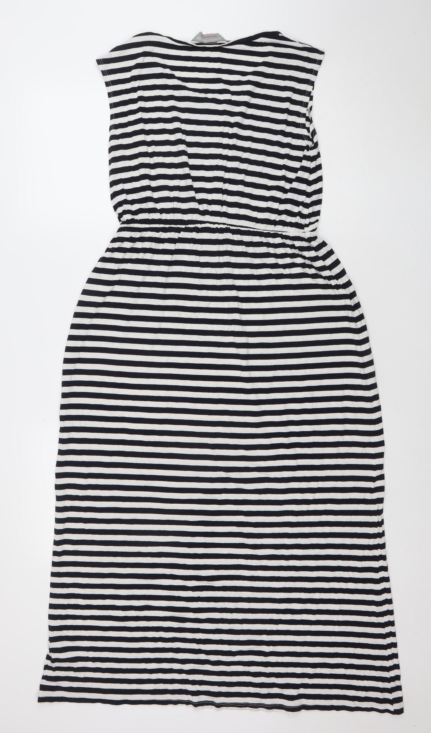 Dorothy Perkins Women’s Black White Striped Strapless Bodycon Midi Dress Size 12