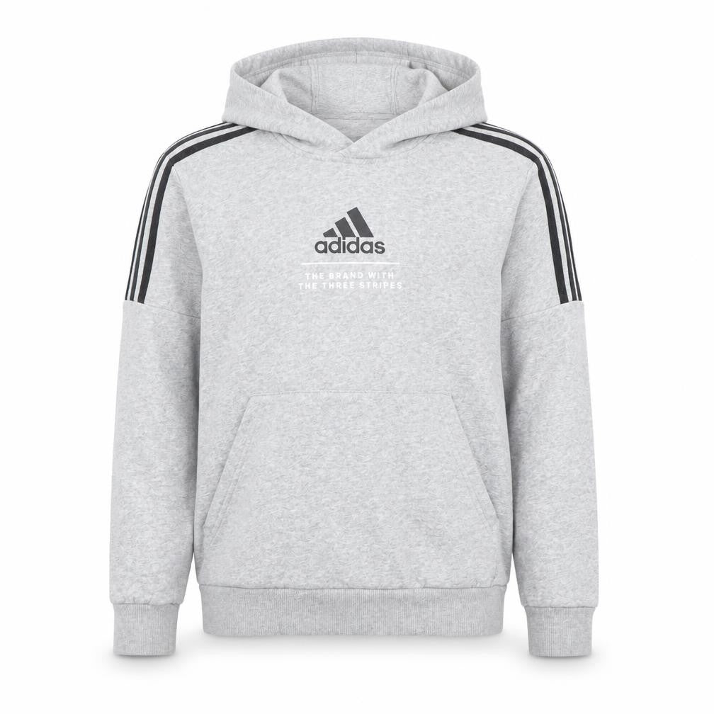 Adidas Boys Grey Pullover Hoodie 13-14 Years Sports Fleece Sweatshirt