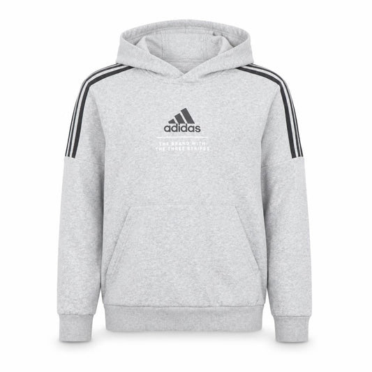 Adidas Boys Grey Pullover Hoodie 13-14 Years Sports Fleece Sweatshirt