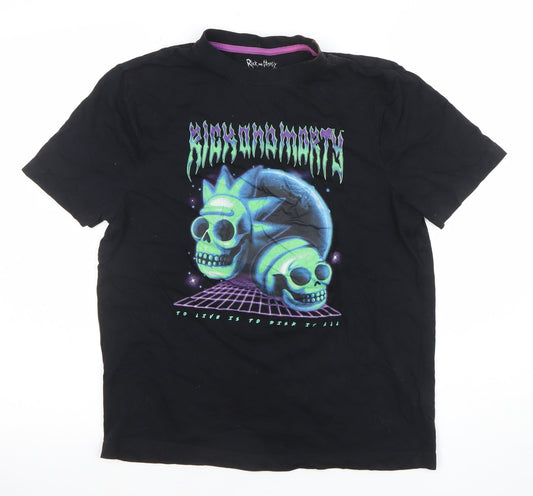 Rick and Morty Black Medium Women's Graphic T-Shirt 100% Cotton Casual