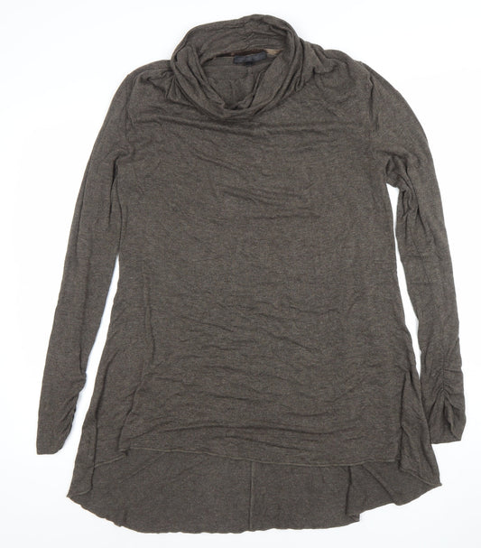 Passport Women Brown Long Sleeve Cowl Neck Tunic Blouse Size 12