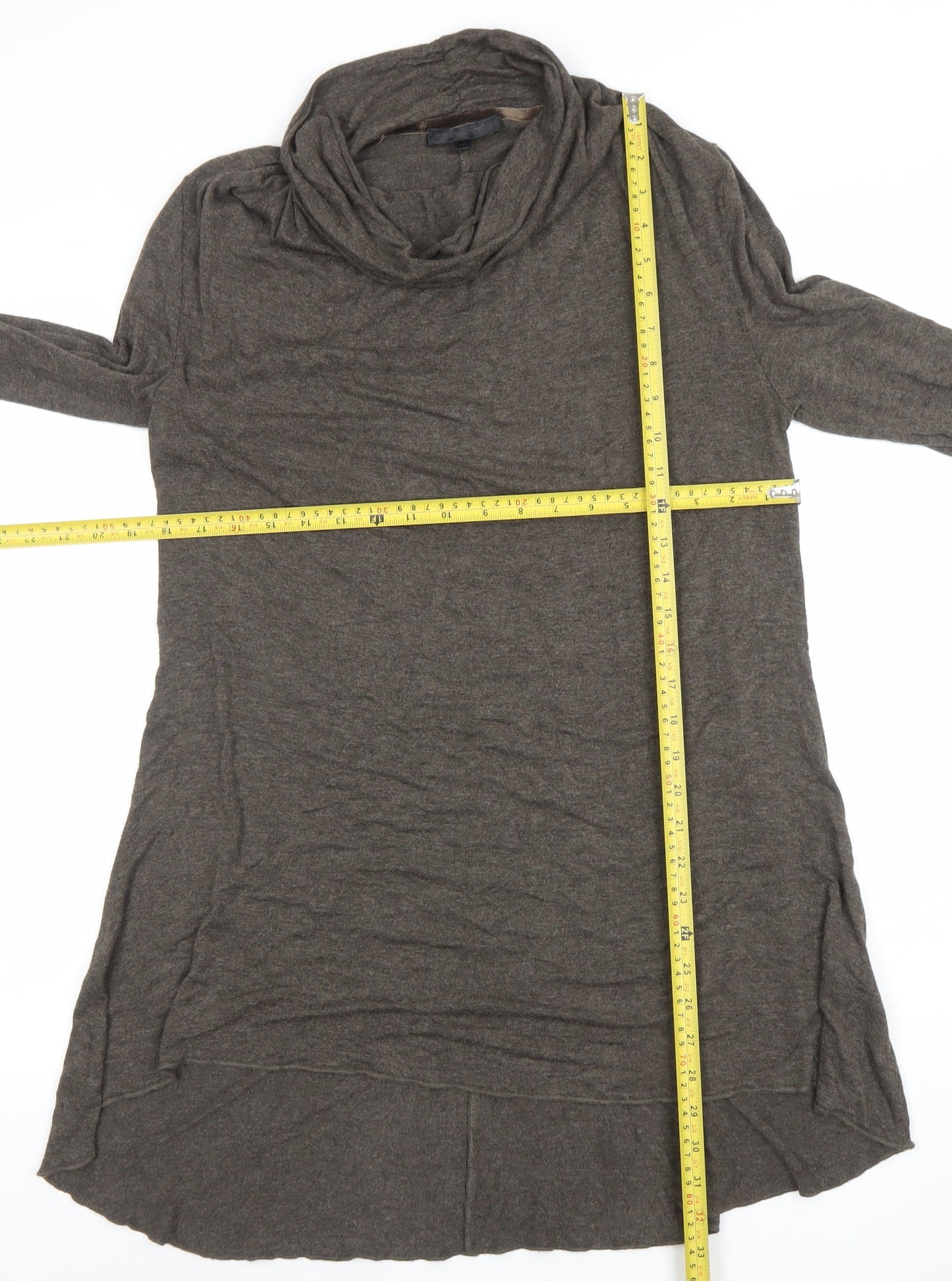 Passport Women Brown Long Sleeve Cowl Neck Tunic Blouse Size 12