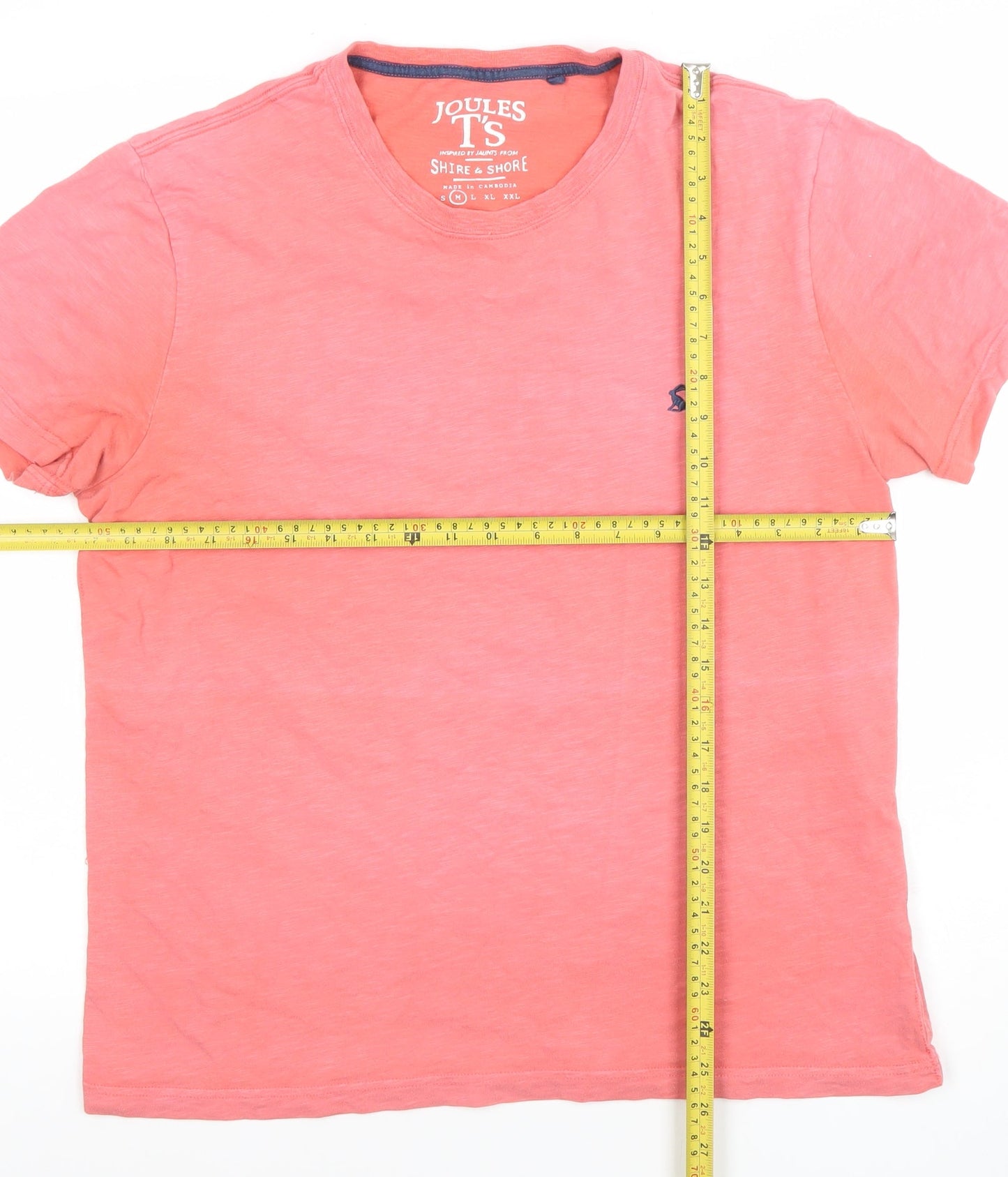 Joules Mens Pink Cotton Crew Neck Short Sleeve T-Shirt Size M