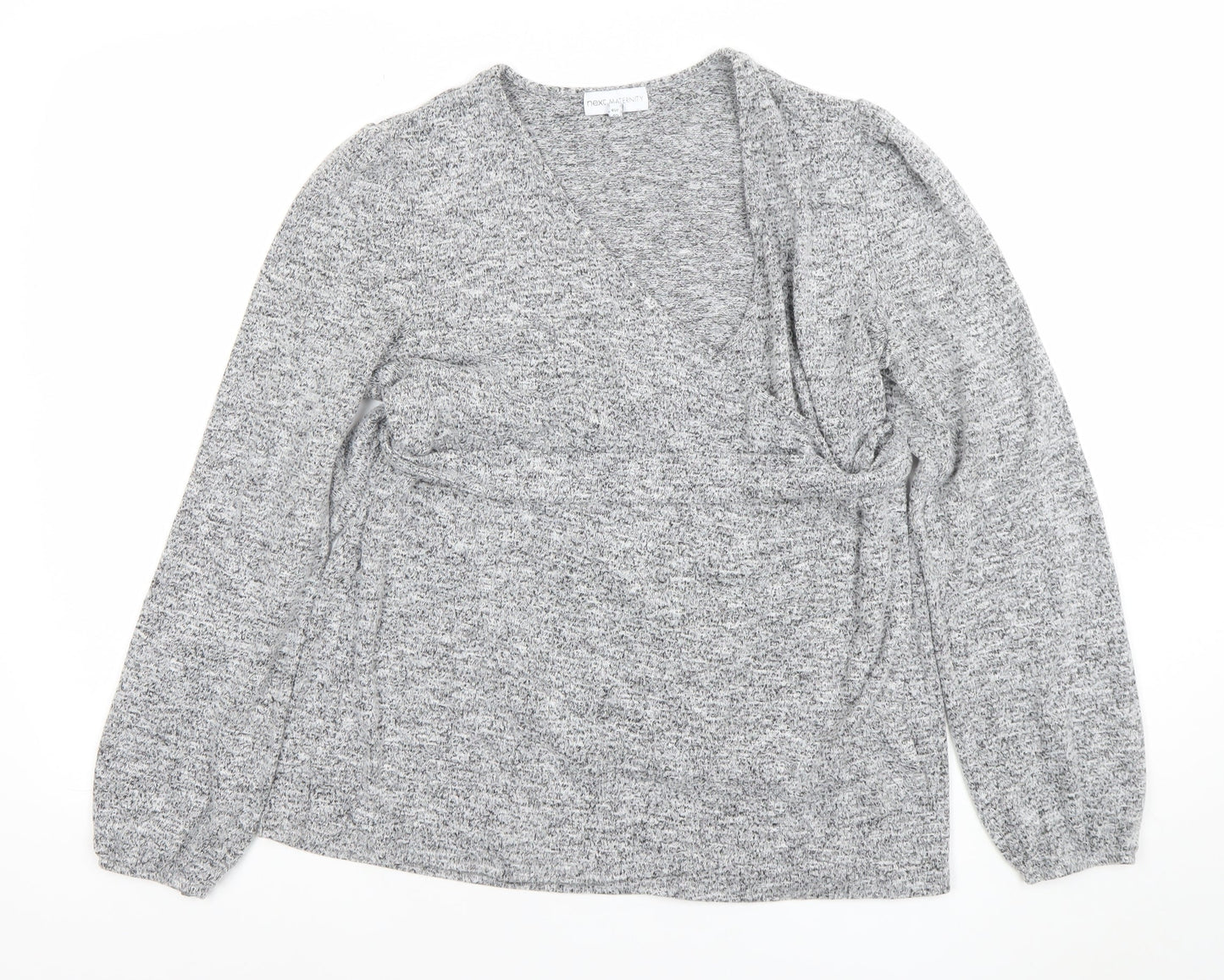 Next Maternity Grey V-Neck Knit Tunic Jumper Womens Size 12