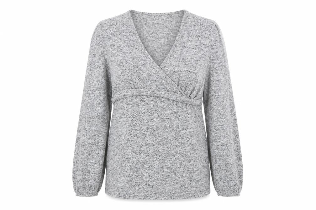Next Maternity Grey V-Neck Knit Tunic Jumper Womens Size 12