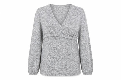 Next Maternity Grey V-Neck Knit Tunic Jumper Womens Size 12