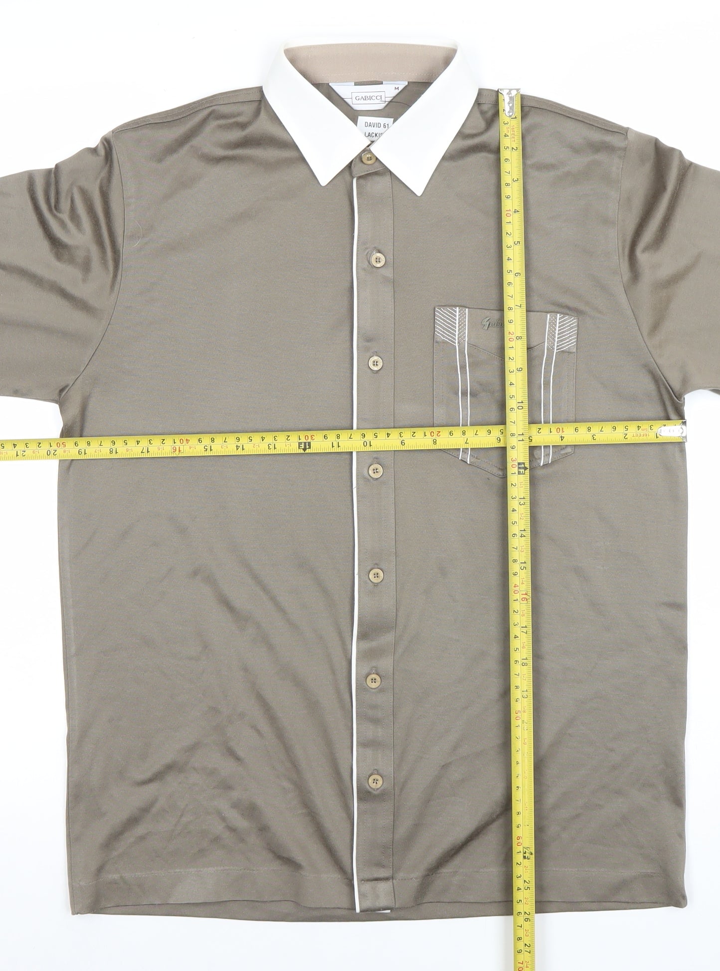 Gabicci Men’s Brown Long Sleeve Button-Up Shirt M Classic Style
