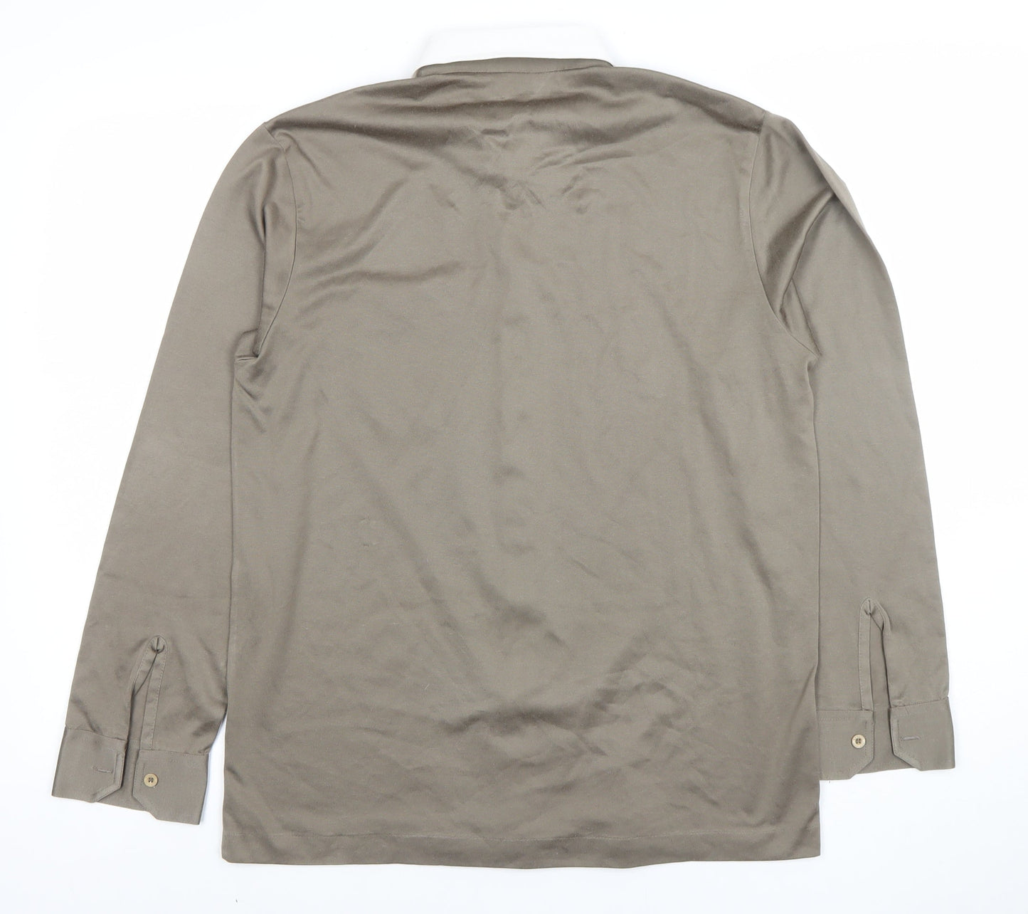 Gabicci Men’s Brown Long Sleeve Button-Up Shirt M Classic Style