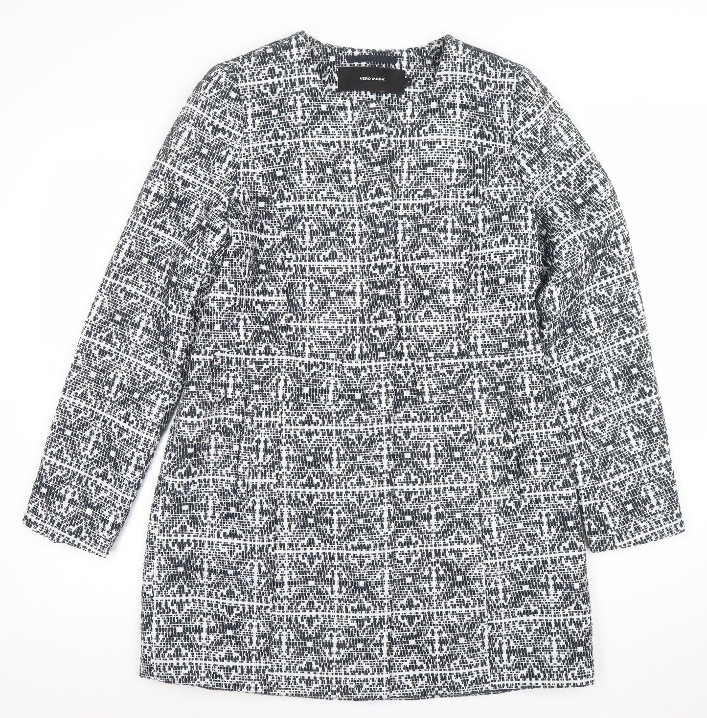 Vero Moda Women Black Geometric Shift Dress Size M Long Sleeve