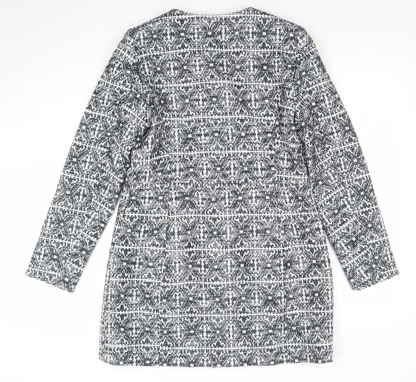 Vero Moda Women Black Geometric Shift Dress Size M Long Sleeve