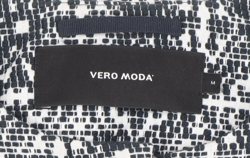Vero Moda Women Black Geometric Shift Dress Size M Long Sleeve