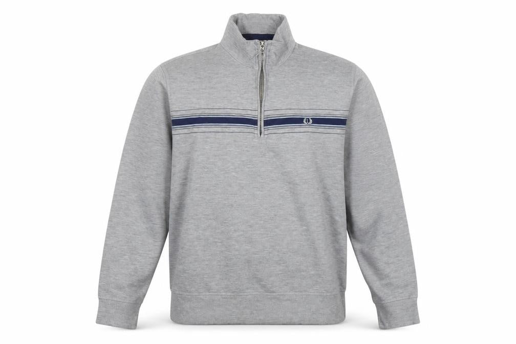 Lincoln Men’s Grey 1/4 Zip Striped Sweatshirt Size S