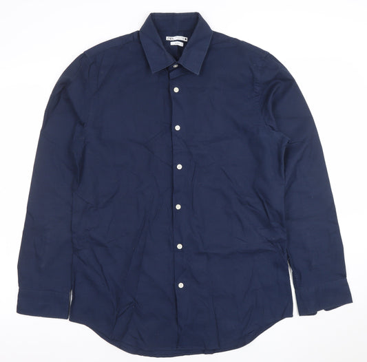 Zara Men Blue Slim Fit Long Sleeve Formal Dress Shirt Size L