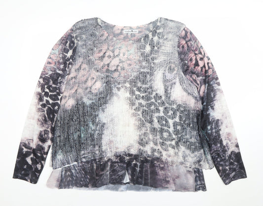 Voulez Vous Womens Multicoloured Animal Print Sequin Tunic Blouse Size 18