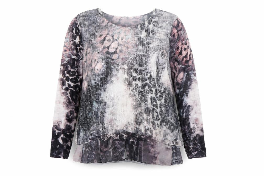 Voulez Vous Womens Multicoloured Animal Print Sequin Tunic Blouse Size 18