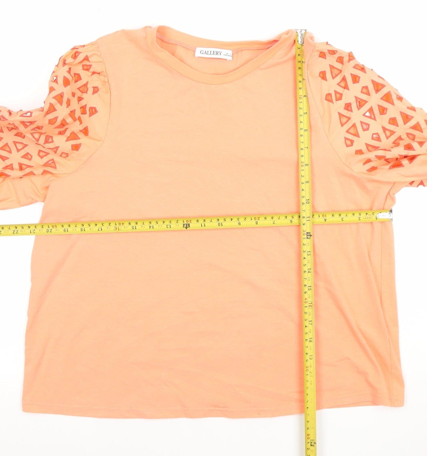 Gallery Women Coral Short Sleeve Cotton Blend Cutout T-Shirt L