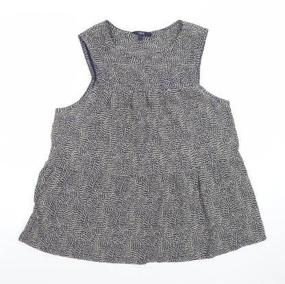 Next Women Blue Geometric Sleeveless Tunic Blouse Size 12