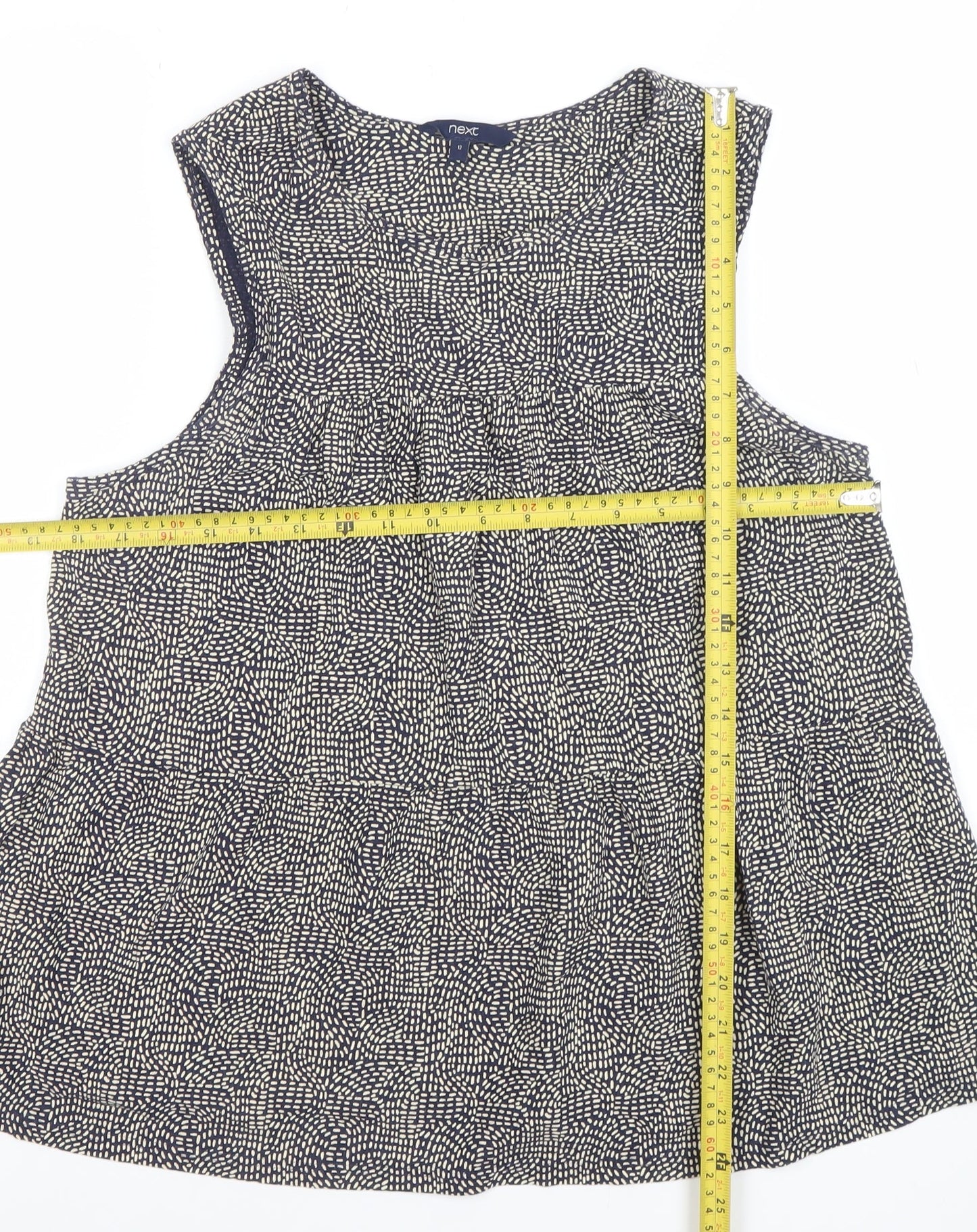 Next Women Blue Geometric Sleeveless Tunic Blouse Size 12
