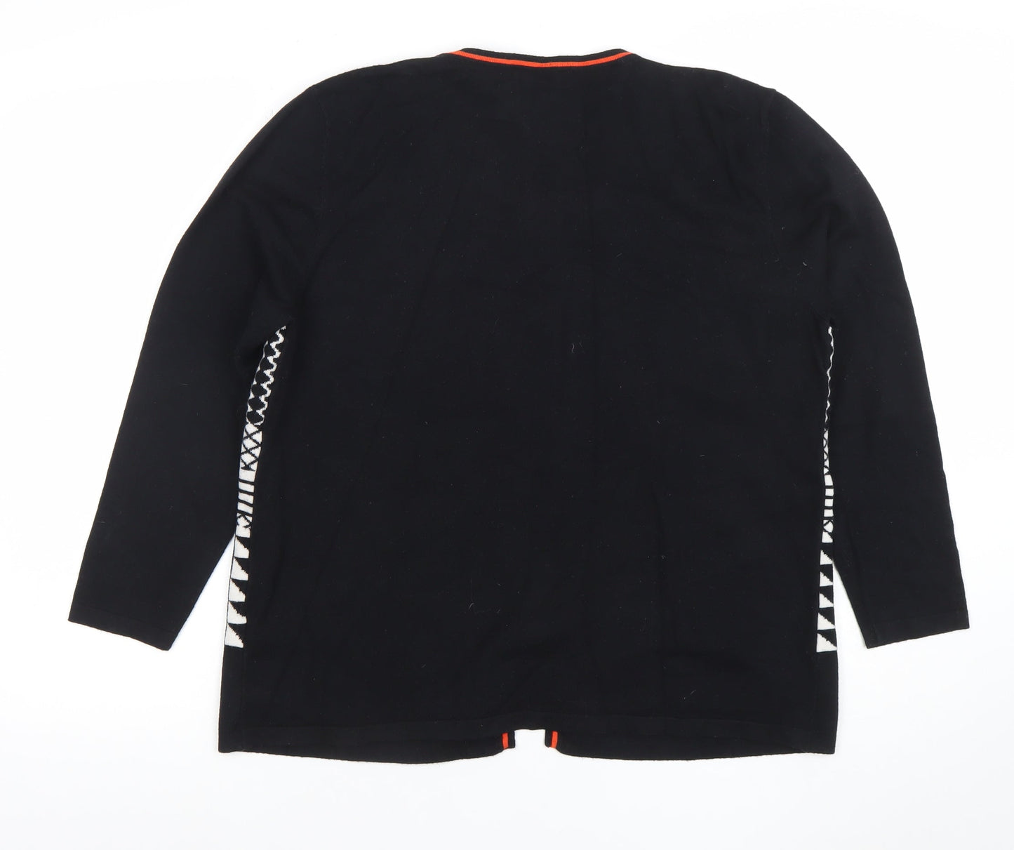 Voulez Vous Womens Black Geometric Open Cardigan L/XL Knit Viscose Blend