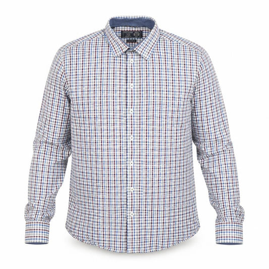Paul Costelloe Living Men's Blue Check Cotton Long Sleeve Button-Up Shirt Large
