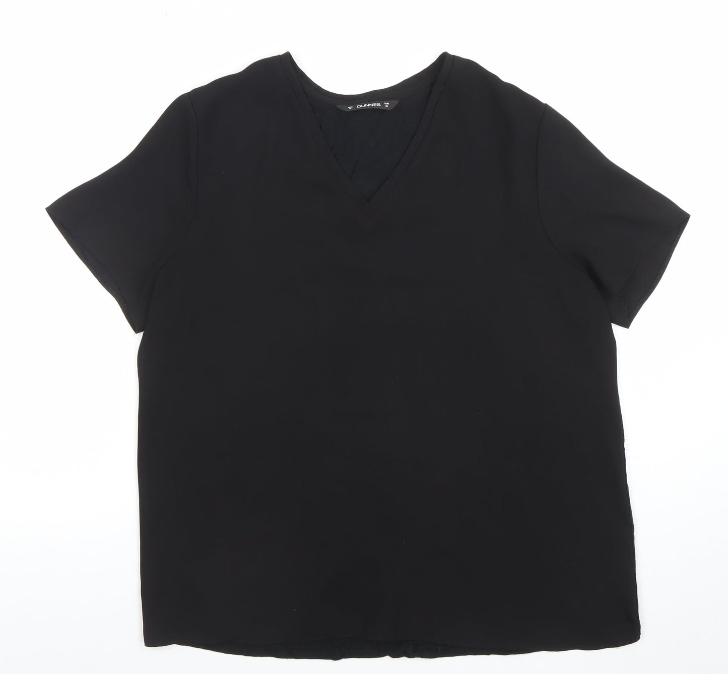 Dunnes Women's Black V-Neck Short Sleeve Basic T-Shirt M