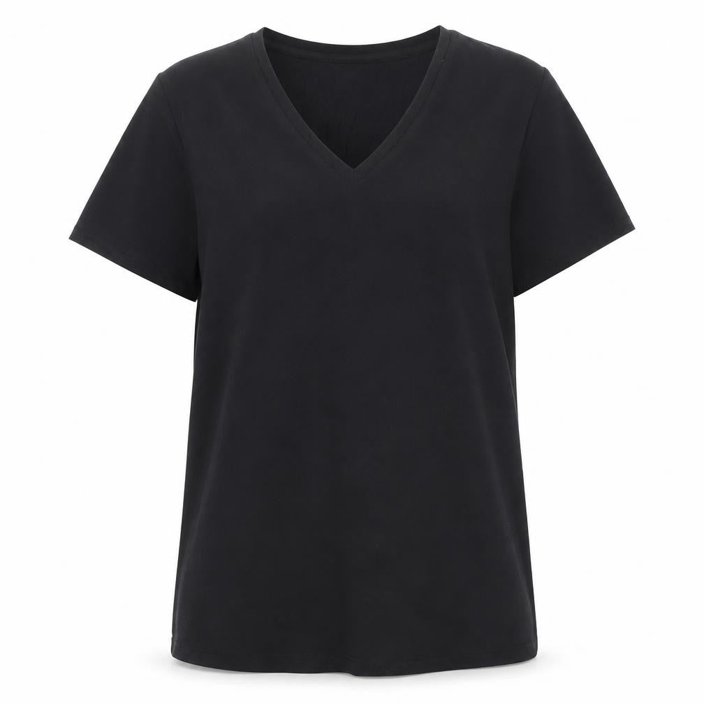 Dunnes Women's Black V-Neck Short Sleeve Basic T-Shirt M