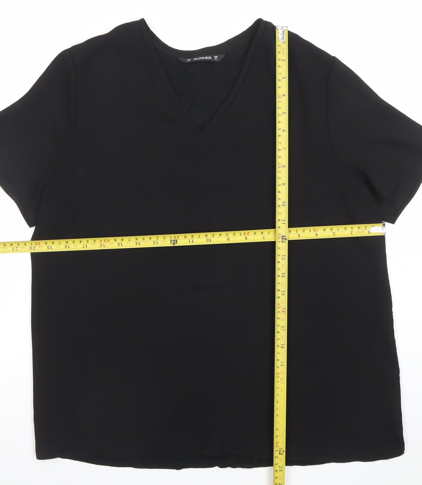 Dunnes Women's Black V-Neck Short Sleeve Basic T-Shirt M
