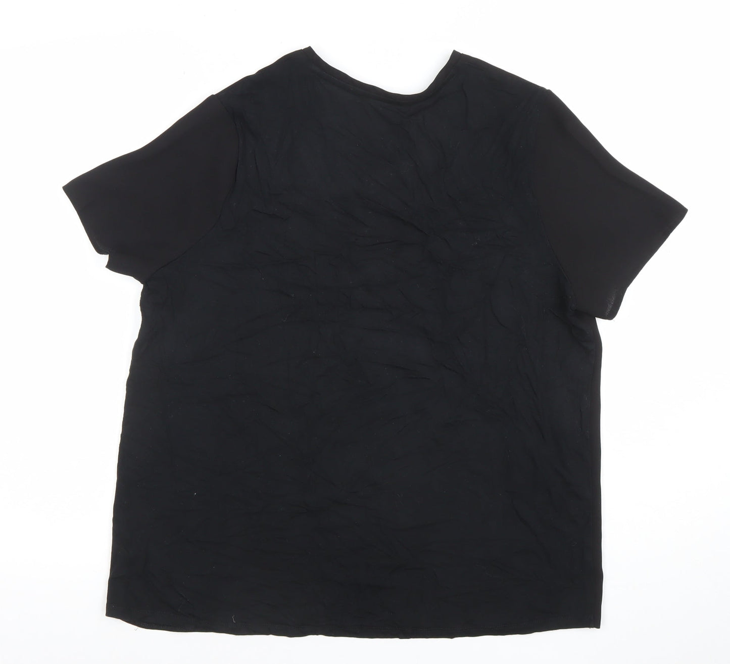 Dunnes Women's Black V-Neck Short Sleeve Basic T-Shirt M