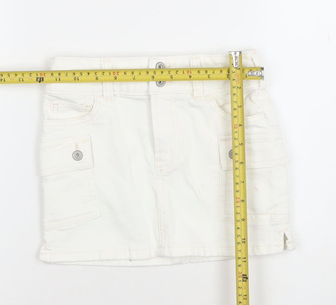 GAP Kids Girls White Cotton Cargo Mini Skirt Age 6 Adjustable Waist