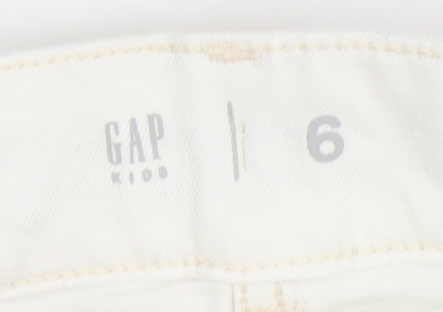 GAP Kids Girls White Cotton Cargo Mini Skirt Age 6 Adjustable Waist