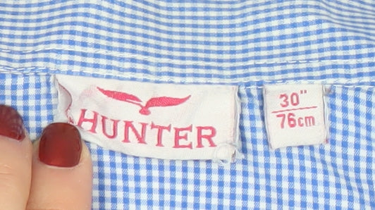 Hunter Boys Blue Check Long Sleeve Button-Up Shirt 30 Inch Classic Fit