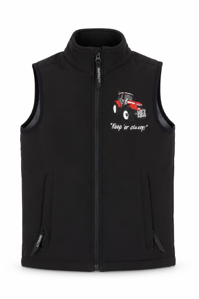 Impact Protection Boys Black 7-8 Years Tractor Embroidered Softshell Bodywarmer