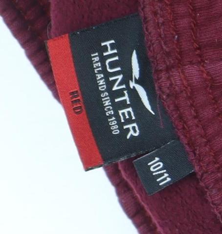 Hunter Boys Red Jogger Trousers 10-11 Years Cotton Blend Fleece Sweatpants