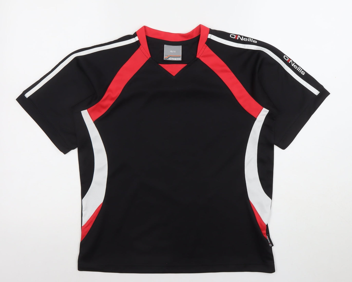 O'Neills Boys Black Red Sports T-Shirt 10-11 Years Quick Dry Activewear Top