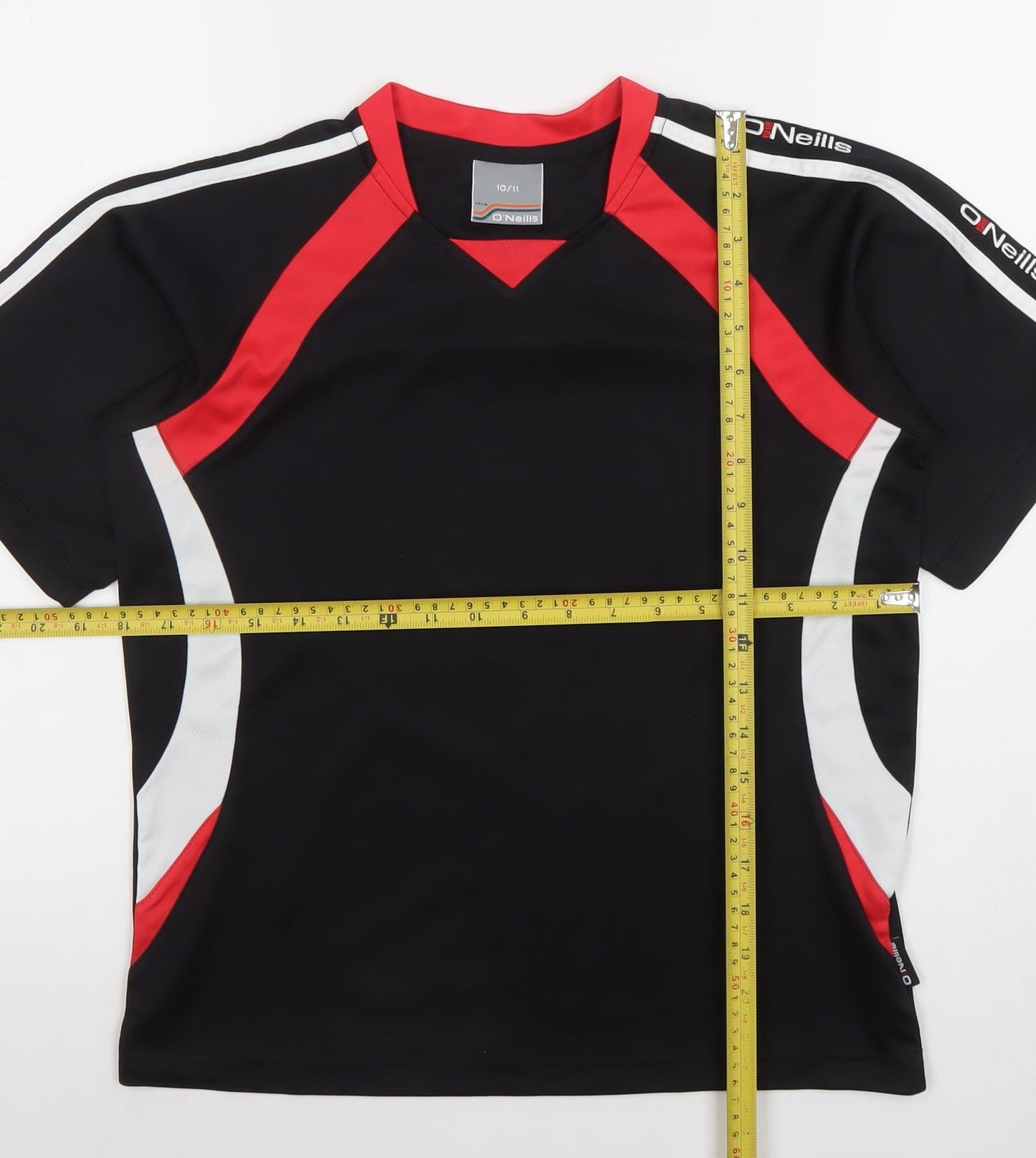 O'Neills Boys Black Red Sports T-Shirt 10-11 Years Quick Dry Activewear Top