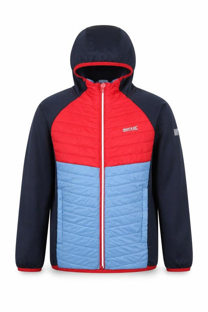 Front view of Regatta boys’ multicoloured 13 years hooded puffer jacket